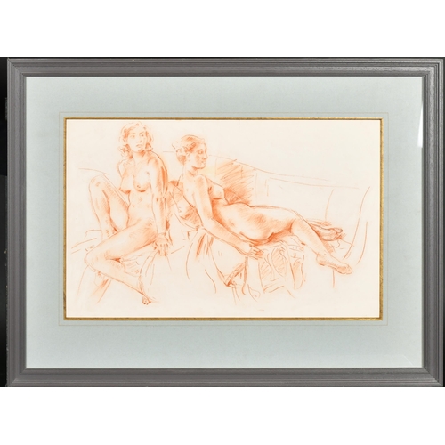 218 - Wilfred Gabriel de Glehn (1870-1951) British. Study of Naked Ladies on a Sofa, Red crayon, with stud... 