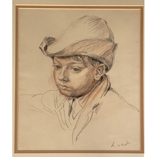 221 - Henry Lamb (1883-1960) Australian/British. Head of a Young Boy in a Hat, Coloured chalks, Signed, 14... 