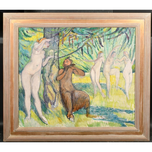 236 - Elsie Marion Henderson (1880-1967) British. Pan and Wood Nymphs, Oil on board, Signed, with a sketch... 