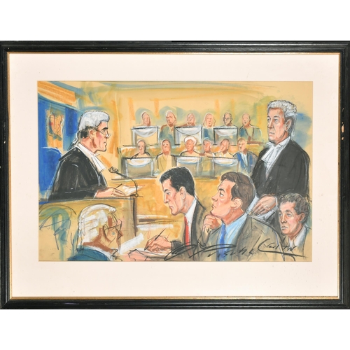 257 - Priscilla Coleman (20th-21st Century) American/British. A Court Scene, Chalk, Signed and inscribed, ... 