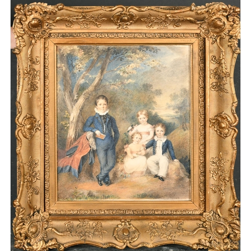 50 - Circle of Thomas Heaphy (1775-1835) British. Four Children in a Landscape, Watercolour, 15.75