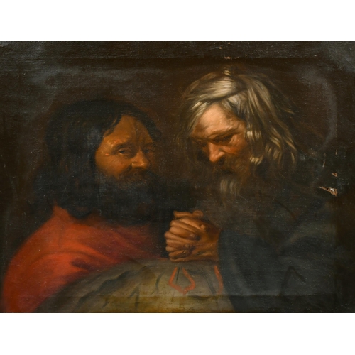 52 - 18th Century French School. Democritus and Heraclitus, Oil on canvas, 23