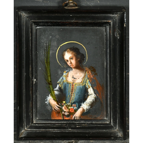 54 - 17th Century Italian School. St Lucy, Oil on slate, 3.75