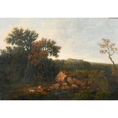 67 - Circle of Thomas Gainsborough (1727-1788) British. A Landscape with a Man and a Dog at a Pond, Oil o... 