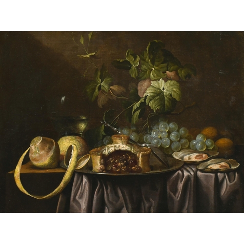 68 - Manner of Joris van Son (1623-1667) Flemish. Still Life with Fruit and Oysters, Oil on canvas, 17