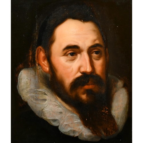 70 - Manner of Frans Pourbus (1569-1622) Flemish. Head of a Bearded Man, Oil on panel, In a carved giltwo... 