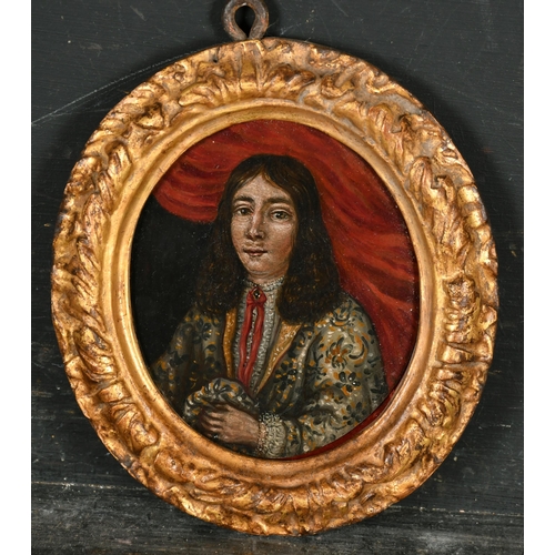 73 - 17th Century English School. A Bust Portrait of a Man, believed to be Charles II, Oil on copper, In ... 