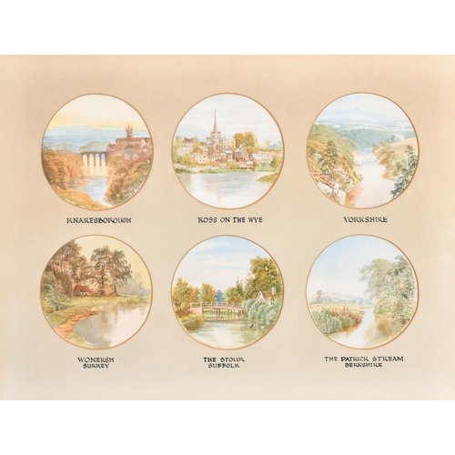 92 - Circle of William Fraser Garden (1856-1921) British. A Set of Six Circular River Landscapes, includi... 