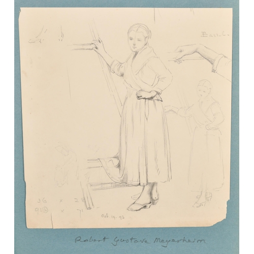 93 - An Album of Drawings containing works by R G Meyerheim (4), E H Shepard (3), F R Pickersgill (1), A ... 