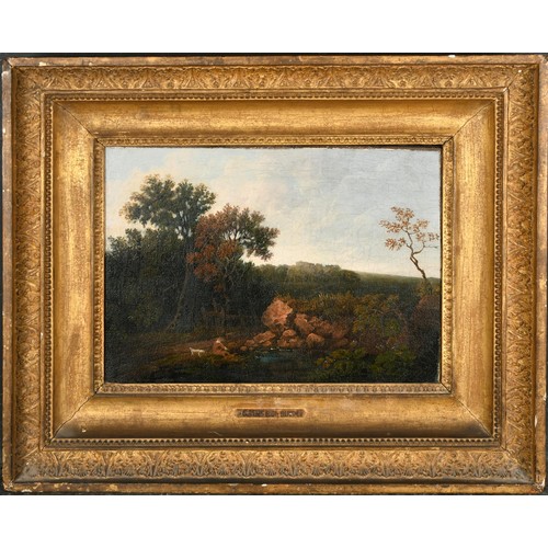 67 - Circle of Thomas Gainsborough (1727-1788) British. A Landscape with a Man and a Dog at a Pond, Oil o... 