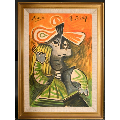 162 - After Pablo Picasso (1881-1973) Spanish. A Woman Brushing her Hair, Oil on canvas, bears a signature... 