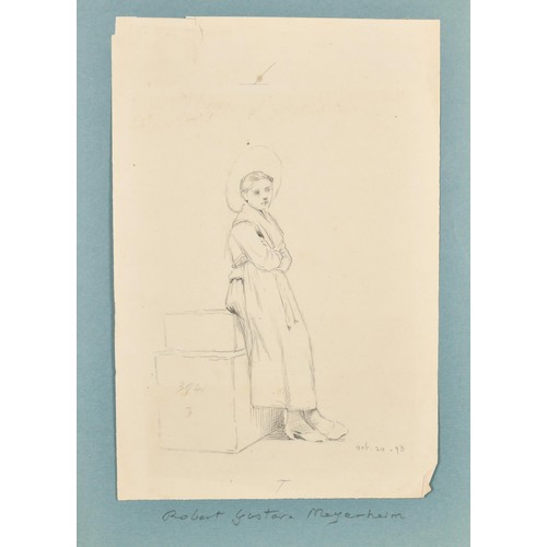 93 - An Album of Drawings containing works by R G Meyerheim (4), E H Shepard (3), F R Pickersgill (1), A ... 