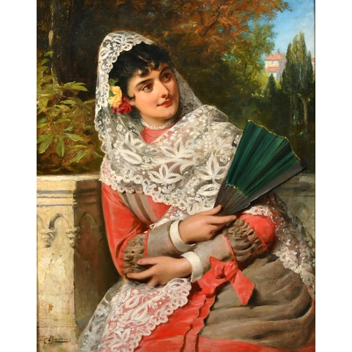 117 - Edward Charles Barnes (1830-1882) British. 'An Andalusian Beauty', Oil on canvas, Signed, and inscri... 