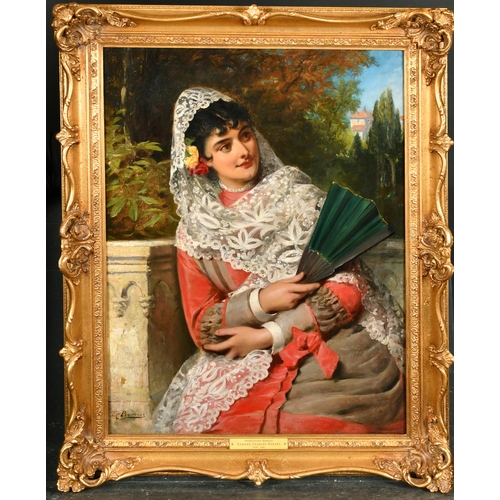 117 - Edward Charles Barnes (1830-1882) British. 'An Andalusian Beauty', Oil on canvas, Signed, and inscri... 