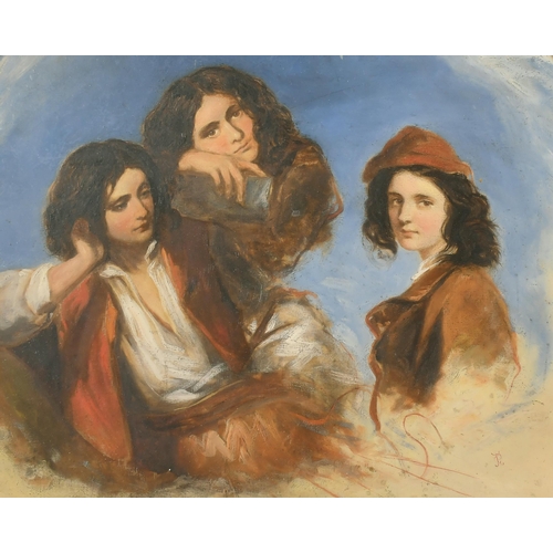 119 - Attributed to John Pettie (1839-1893) British. A Study of Three Italian Boys, Oil on panel, Signed w... 