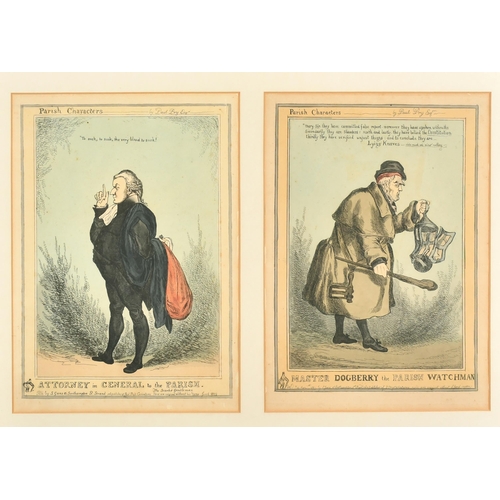 12 - William Heath 'Paul Pry' (1794-1840) British. A Pair of Parish Characters, Etching in colours, (fram... 