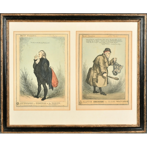 12 - William Heath 'Paul Pry' (1794-1840) British. A Pair of Parish Characters, Etching in colours, (fram... 