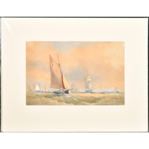 135 - Walter William May (1831-1896) British. A Shipping Scene, Watercolour, Signed and dated '62, Mounted... 