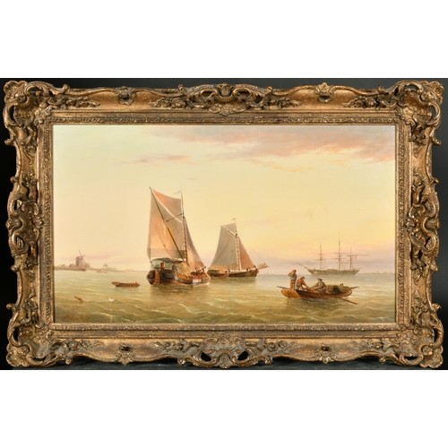 141 - Henry Redmore (1820-1887) British. 'Dutch Barges with other Shipping off The Coast', Oil on canvas, ... 