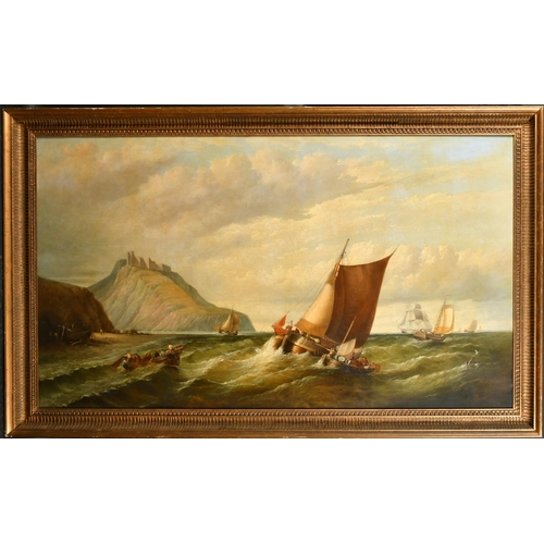 146 - Circle of William Clarkson Stanfield (1793-1867) British. Shipping Scene off Bamburgh Castle, Oil on... 