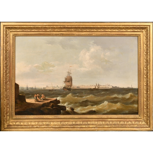 147 - H G (19th Century) British. A Shipping Scene off Valletta Harbour, Malta, Oil on canvas, Signed with... 