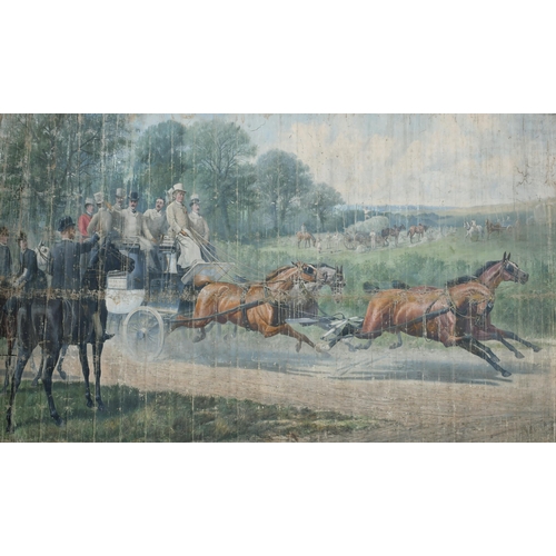 160 - John Sturgess (1839-1903) British. The Croydon, Merstham Handcross Coach, Oil on Unstretched Canvas,... 