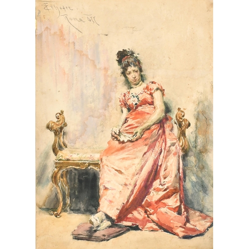 175 - E F Hofer (19th - 20th Century) European. An Elegant Italian Lady, Watercolour, Signed and dated 187... 