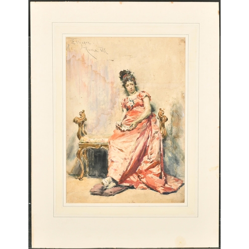 175 - E F Hofer (19th - 20th Century) European. An Elegant Italian Lady, Watercolour, Signed and dated 187... 