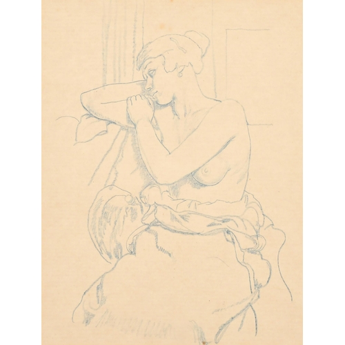 176 - Rudolph Ihlee (1883-1968) British. A Semi Naked Lady, Coloured pencil, Mounted, unframed 10.25