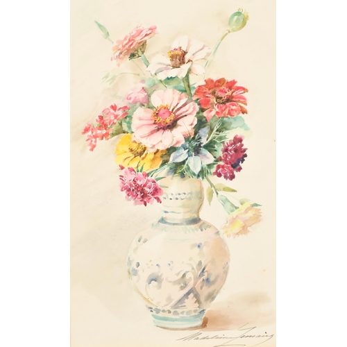 177 - Madeleine-Jeanne Lemaire (1845-1928) French. Summer Flowers in a China Vase, Watercolour, Signed, 15... 