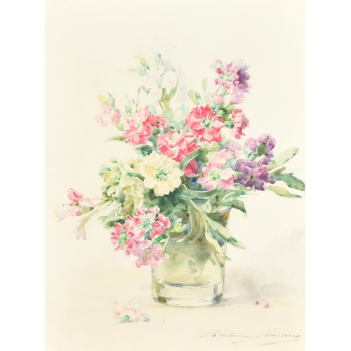 178 - Madeleine-Jeanne Lemaire (1845-1928) French. Summer Flowers in a Glass Vase, Watercolour, Signed, 13... 