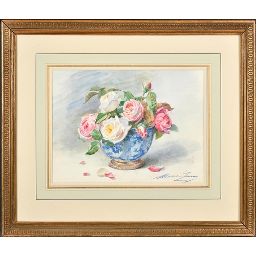 181 - Madeleine-Jeanne Lemaire (1845-1928) French. 'Roses dans une Coupe en Chine', Watercolour, Signed, 1... 