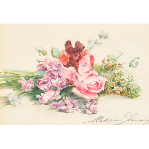 183 - Madeleine-Jeanne Lemaire (1845-1928) French. Spring Flowers, Watercolour, Signed, 6.5