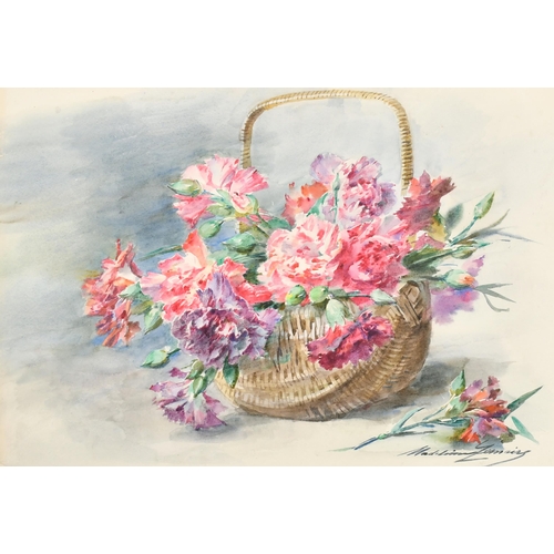 184 - Madeleine-Jeanne Lemaire (1845-1928) French. 'Roses, Lias et Chevrefeuille', Watercolour, Signed, 13... 