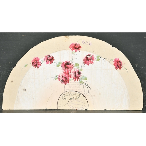 190 - Early 20th Century Spanish School. A Design for a Fan, Watercolour, Stamped and inscribed, Shaped, u... 