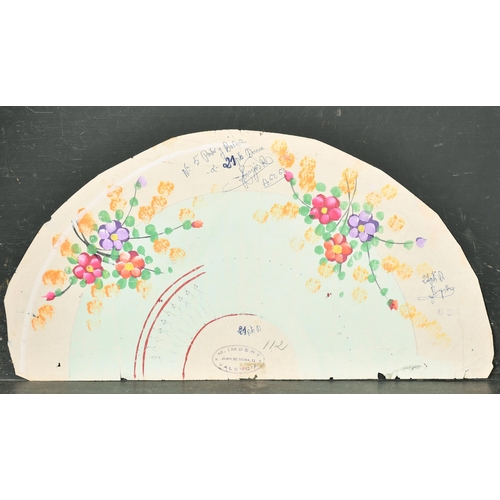 190 - Early 20th Century Spanish School. A Design for a Fan, Watercolour, Stamped and inscribed, Shaped, u... 