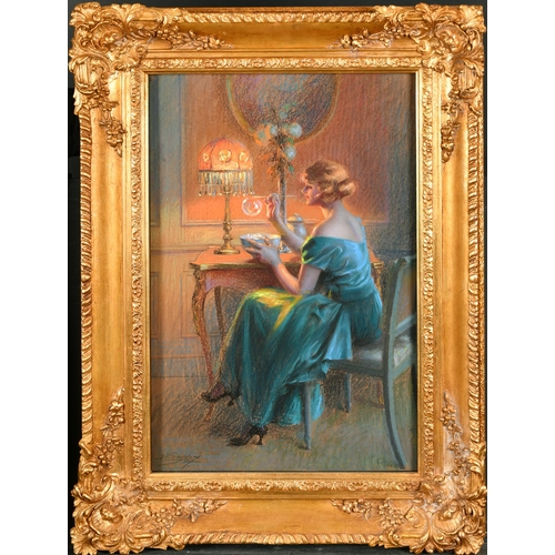 192 - Delphin Enjolras (1857-1945) French. 'Blowing Bubbles', Pastel, Signed, 21