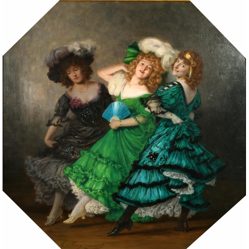 198 - Ludwig von Langenmantel (1854-1922) German. Ladies of the Folies Bergere, Oil on canvas, Signed, Oct... 