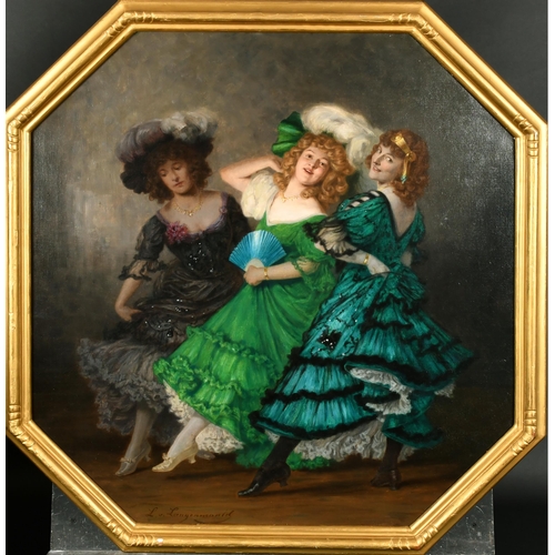 198 - Ludwig von Langenmantel (1854-1922) German. Ladies of the Folies Bergere, Oil on canvas, Signed, Oct... 