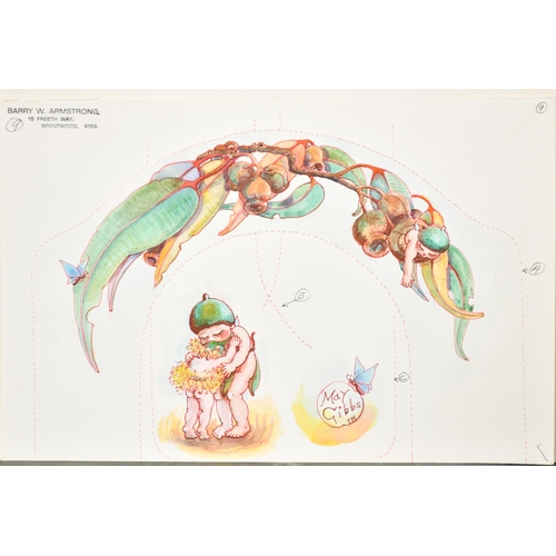 218 - Cecilia May Gibbs (1877-1969) Australian. Gumnuts and a Gumnut Baby, Watercolour and ink, Signed, Un... 