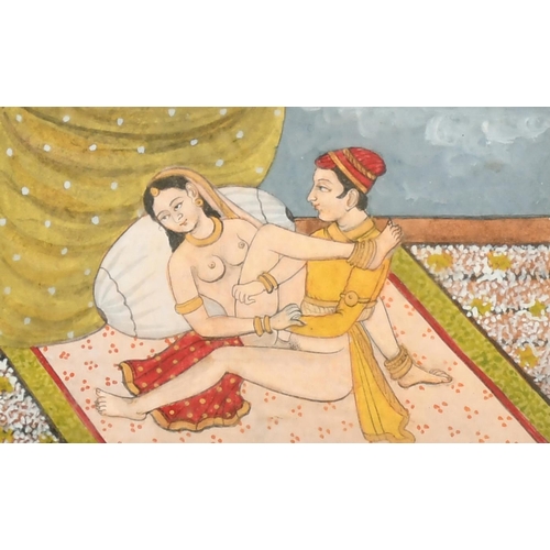 223 - 19th Century Persian School. A Couple Embracing, Mixed media, 2.5