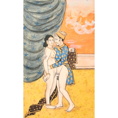 223 - 19th Century Persian School. A Couple Embracing, Mixed media, 2.5