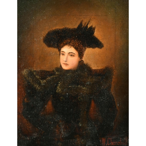 229 - Manner of William Worcester Churchill (1858-1926) American. A Lady Dressed in Black, Oil on canvas, ... 