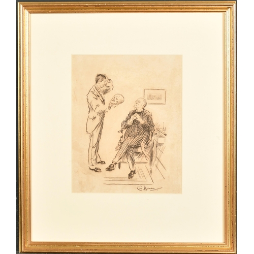 241 - George Belcher (1875-1947) British.  Discussing a Skull, Ink, Signed, 9.25