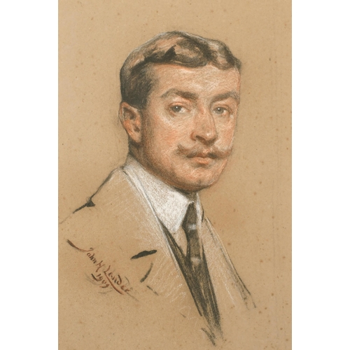 242 - John St.Helier Lander (1869-1944) British. Sketch of a Moustached Man, Pastel, Signed and dated 1909... 