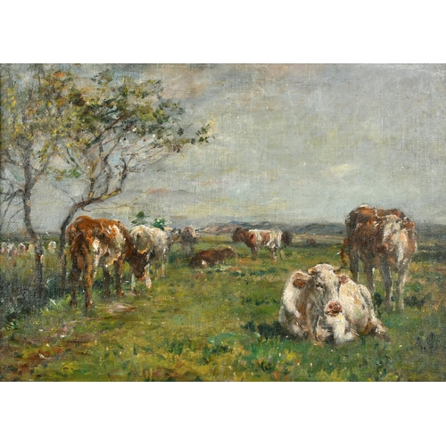 258 - Mark William Fisher (1841-1923) British. Cattle in a Landscape, Oil on canvas, 14