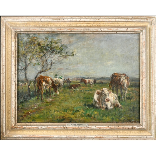 258 - Mark William Fisher (1841-1923) British. Cattle in a Landscape, Oil on canvas, 14