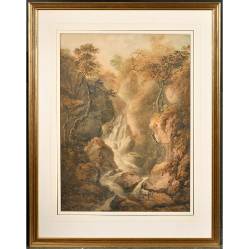 27 - Circle of Benjamin Barker of Bath (1776-1838) British. A Goat by a Waterfall, Watercolour, 22