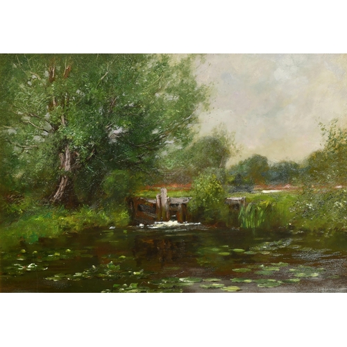 280 - Alex Maclean (1867-1940) British. A Lock Gate, Oil on board, Signed, 14.5