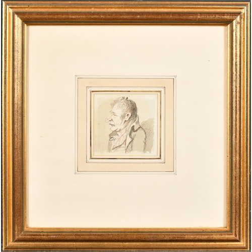 30 - John Nixon (1755-1818) British. Bust Portrait of a Man, Ink and wash, 3.25